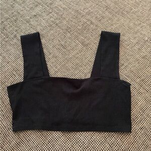 Reformation Black Ribbed Square-Neck Crop Top